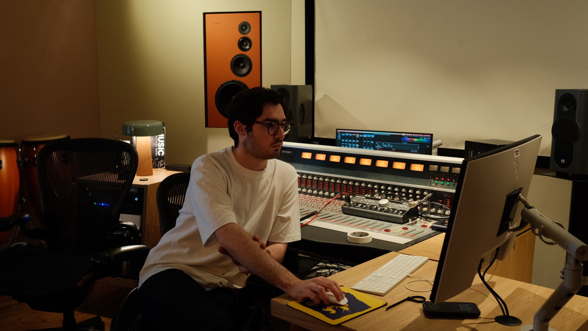 An image of my working in a recording studio