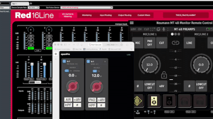 openPre's WebUI controlling both RedNet and MT48 preamps